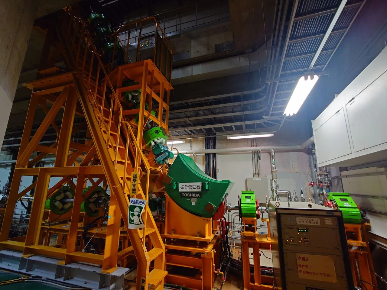 Proton beamline hall at TRIUMF during a radiation test campaign