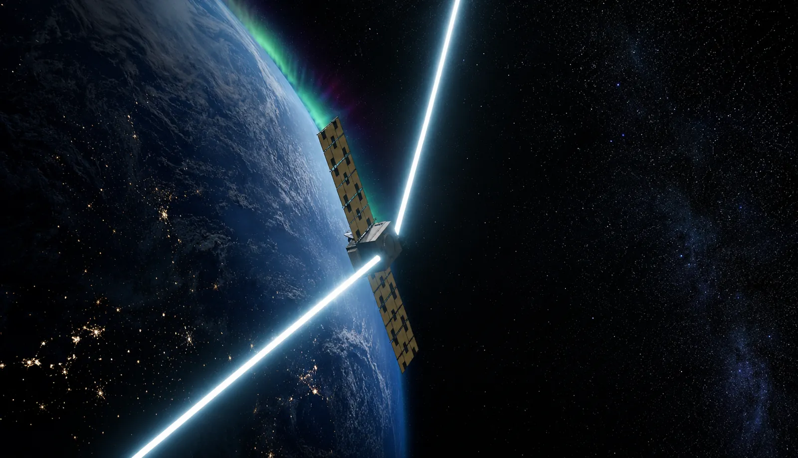 Titan-class Aethero spacecraft receiving beamed power on orbit